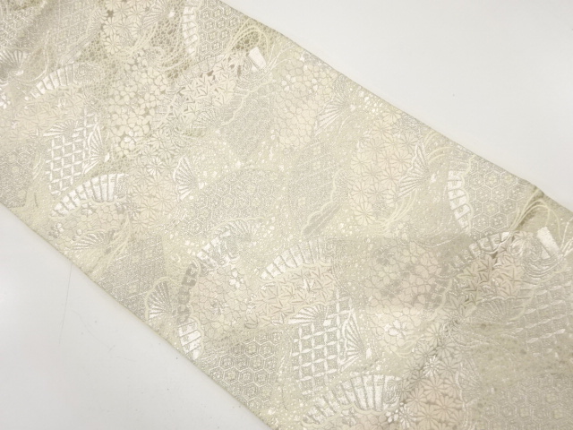 JAPANESE KIMONO / ANTIQUE KIMONO / SILK / WOVEN SAKURA & KIKU / BY HATTORI ORIMONO
